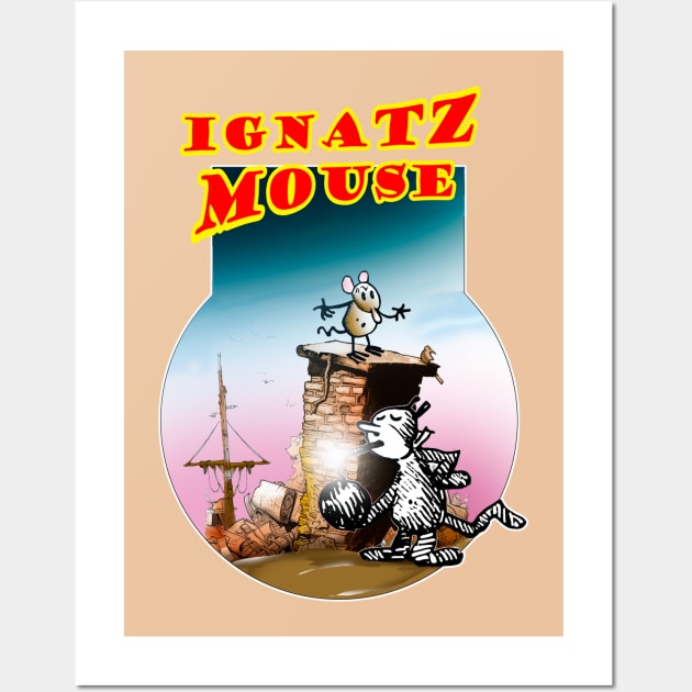 Ignatz Krazy Kat and the Bomb Wall Art by enyeniarts